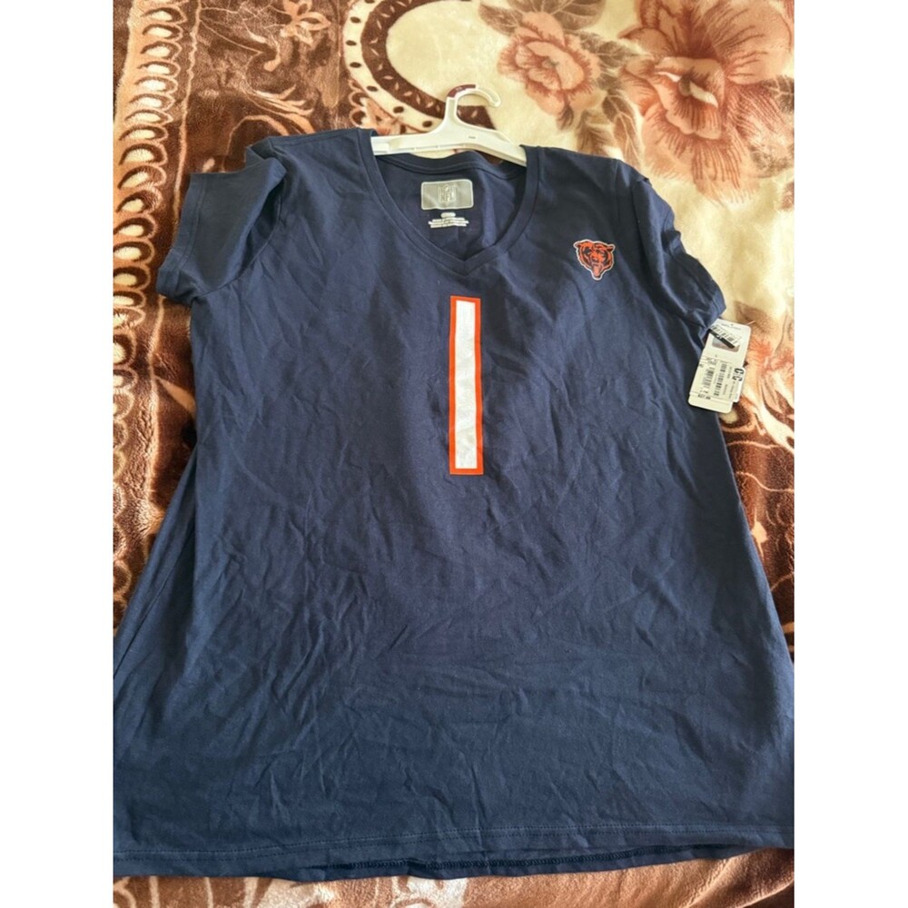 NFL Chicago bears j fields women’s Navy Short-Sleeve Tee with Orange Accent l